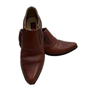Dingo Dan Post Brown Leather Slip Ankle Shoe Women's Size 8.5 Western Vintage